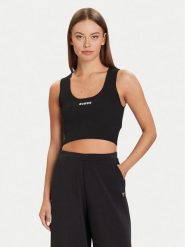 Guess Top V5BP05 Z3JD2 Czarny Slim Fit. Czarne topy damskie Guess, xxs, z aplikacjami, z syntetyku, bez kołnierzyka. Za 209.99 zł.