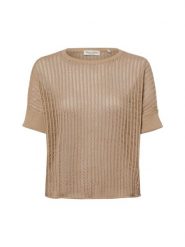 Marc O'Polo koszulka z dzianiny z zawartością lnu Kobiety Bawełna beżowy, M. Brązowe t-shirty damskie Marc O´Polo, m, bez wzorów, z bawełny, bez kołnierzyka. Za 379.95 zł.
