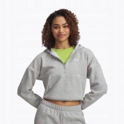 Bluza Damska Under Armour Z Zamkiem Do Połowy Sportowa UA Hoodie. Szare bluzy sportowe damskie Under Armour, bez wzorów, bez ramiączek, bez kaptura. Za 129.99 zł.