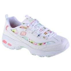 Buty sportowe Sneakersy damskie, Skechers D'Lites-Blooming Fields. Białe buty sportowe na co dzień damskie Skechers, bez wzorów, z materiału, trekkingowe. Za 299.99 zł.