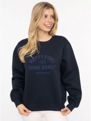 Zwillingsherz Bluza "Happy Vibes" w kolorze granatowym rozmiar: S/M. Niebieskie bluzy bez kaptura damskie Zwillingsherz, m. Za 223.99 zł.