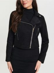 Kurtka ramoneska - czarny. Czarne kurtki damskie Sinsay, l, bez wzorów, bez kaptura. Za 49.99 zł.