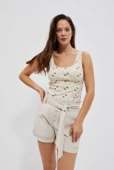 Top z printem piaskowy. Topy damskie MOODO, m, bez wzorów, z bawełny, bez kołnierzyka. W wyprzedaży za 24.99 zł.