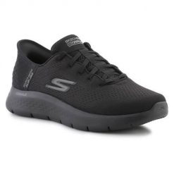 Buty do chodzenia męskie Skechers Slip ins Go Walk Flex Hands Up. Czarne buty sportowe na co dzień męskie Skechers, z materiału, bez zapięcia, trekkingowe. Za 427.90 zł.