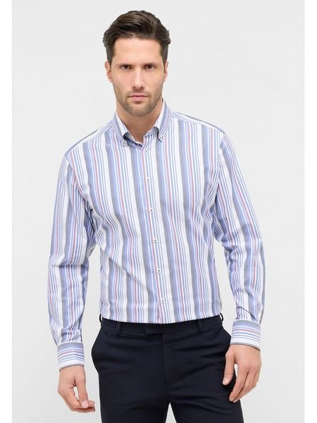 Eterna Koszula - Modern fit - w kolorze biało-szaro-niebieskim rozmiar: 46. Niebieskie koszule męskie Eterna, bez wzorów, z bawełny, bez kołnierzyka, bez ramiączek. Za 114.44 zł.