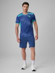 4F Spodenki piłkarskie szybkoschnące męskie - denim M. Niebieskie szorty męskie 4f, z denimu, bez kołnierzyka. Za 149.99 zł.
