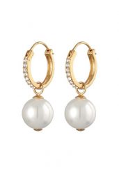Elli Damski kreole mieniące się perły z rdzeniem muszli i kryształy w srebro 925 Sterling Silver pozłacane Kolczyki koła 1 ct. Szare kolczyki damskie Elli, z perłą, pozłacane. Za 283.99 zł.