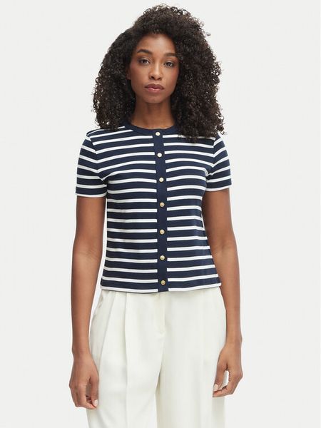 Tommy Hilfiger Bluzka WW0WW48709 Granatowy Slim Fit. Niebieskie bluzki damskie Tommy Hilfiger, xs, bez wzorów, z bawełny, bez ramiączek. Za 246.99 zł.