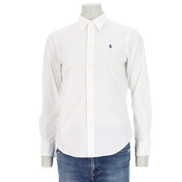 Second life - Polo Ralph Lauren klasyczna koszula damska biała - Jak nowy. Białe koszule damskie Ralph Lauren, l, bez wzorów, z jeansu, eleganckie, bez kołnierzyka, bez ramiączek. Za 170.36 zł.