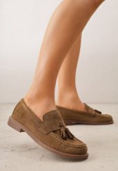 Ciemnobeżowe Mokasyny VICES z Wkładką ze Skóry Naturalnej Ozdobione Chwostami Maritune. Brązowe mokasyny damskie Renee, ze skóry. Za 89.99 zł.