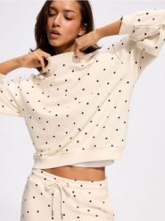 Bluza z bawełną - złamana biel. Bluzy bez kaptura damskie Reserved, l, z bawełny. Za 119.99 zł.