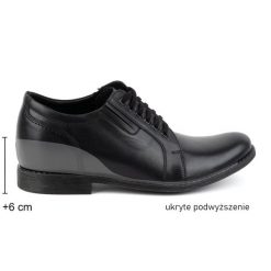 Olivier Buty męskie podwyższające P24 czarne. Czarne buty wizytowe męskie ze skóry, bez zapięcia. Za 423.31 zł.