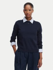 Tommy Jeans Sweter Essential DW0DW20159 Granatowy Regular Fit. Niebieskie swetry klasyczne damskie Tommy Jeans, xl, z bawełny, bez kołnierzyka. Za 369.99 zł.
