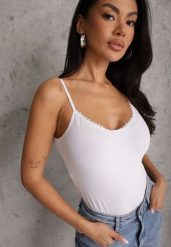 Biały Bawełniany Top Bieliźniany z Koronką przy Dekolcie Berinda. Białe topy damskie Renee, m, bez wzorów, z bawełny, bez kołnierzyka. Za 39.99 zł.