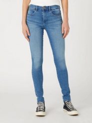 DAMSKIE SPODNIE WRANGLER HIGH SKINNY DOROTHY 112332394. Spodnie materiałowe damskie Wrangler, bez wzorów, z jeansu. Za 189.99 zł.