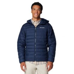 Kurtka sportowa męska Powder Lite II Hooded Jacket. Niebieskie kurtki treningowe męskie Columbia, l, bez wzorów, z materiału, trekkingowe. Za 449.99 zł.