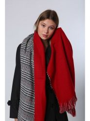 Lucky Bees Szal w kolorze czerwono-czarnym - 185 x 70 cm rozmiar: onesize. Czarne szaliki i kominy damskie Lucky Bees, bez wzorów, z materiału. Za 113.10 zł.