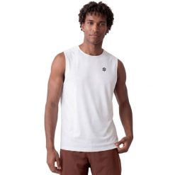 Męska koszulka tank top do biegania w terenie Trekking Siroko Apex White. Białe t-shirty sportowe męskie SIROKO, m, z materiału, bez ramiączek, do biegania. Za 152.00 zł.