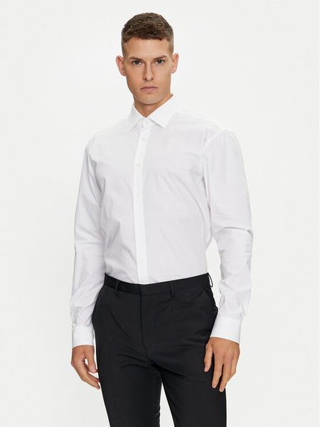 Hugo Koszula Valerio 50519812 Biały Modern Fit. Białe koszule męskie Hugo, m, bez wzorów, z bawełny, bez kołnierzyka, bez ramiączek. Za 219.99 zł.