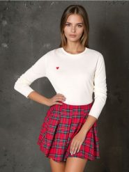 Sweter - kremowy. Białe swetry klasyczne damskie Sinsay, l, bez kołnierzyka. W wyprzedaży za 25.99 zł.