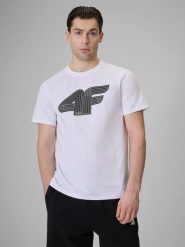 4F T-shirt regular z nadrukiem męski - biały XXL. Białe t-shirty męskie 4f, m, bez wzorów, z bawełny, bez kołnierzyka. Za 69.99 zł.