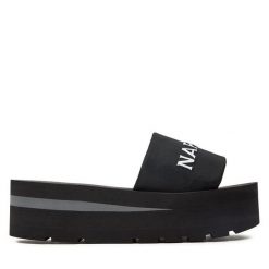 Klapki Napapijri. Czarne klapki damskie Napapijri, bez wzorów, bez obcasa. Za 149.99 zł.