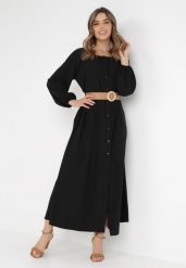 Czarna Sukienka Dorothoe. Czarne sukienki damskie Born2be, na co dzień, l, bez wzorów, z tkaniny, eleganckie, bez kołnierzyka, bez ramiączek, maxi, rozkloszowane. W wyprzedaży za 103.99 zł.