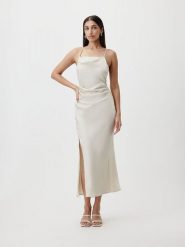 LeGer Sukienka "Brianne" w kolorze kremowym rozmiar: 40. Brązowe sukienki damskie LeGer, bez wzorów, bez kołnierzyka, bez ramiączek, maxi. Za 130.99 zł.