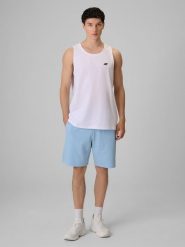 4F Spodenki dresowe męskie - niebieskie XL. Niebieskie szorty męskie 4f, z dresówki, bez kołnierzyka. Za 79.99 zł.