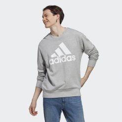 Bluza męska adidas Essentials French Terry Big Logo. Czarne bluzy bez kaptura męskie Adidas, bez wzorów, sportowe, bez kołnierzyka, bez ramiączek. Za 199.00 zł.