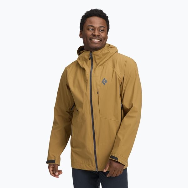 Kurtka przeciwdeszczowa męska Black Diamond Highline Stretch Shell. Brązowe kurtki męskie Black Diamond, m, bez wzorów, sportowe, bez kaptura. Za 1,099.00 zł.