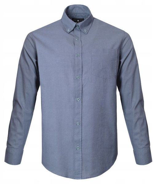 Lekka, Lniano Bawełniana Koszula Męska - Pako Jeans - Niebieska, Prosty Krój. Niebieskie koszule męskie Pako Jeans, l, bez wzorów, z bawełny, bez kołnierzyka, bez ramiączek. Za 199.00 zł.