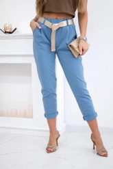Spodnie Punto z paskiem jeansowe. Spodnie materiałowe damskie KESI, bez wzorów, z bawełny, eleganckie, plus size. Za 196.55 zł.