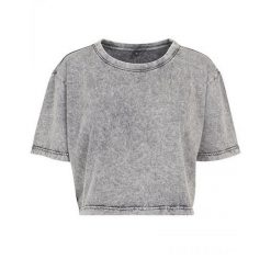 Koszulka Damska Acid Wash Crop T-shirt. Białe bluzki damskie BUILD YOUR BRAND, m, bez wzorów, sportowe, bez kołnierzyka, bez ramiączek. Za 73.99 zł.