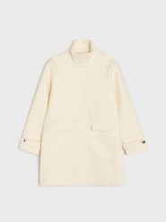 Klasyczny płaszcz z ozdobnymi guzikami - kremowy. Białe płaszcze damskie Sinsay, l, bez wzorów, klasyczne. Za 129.99 zł.