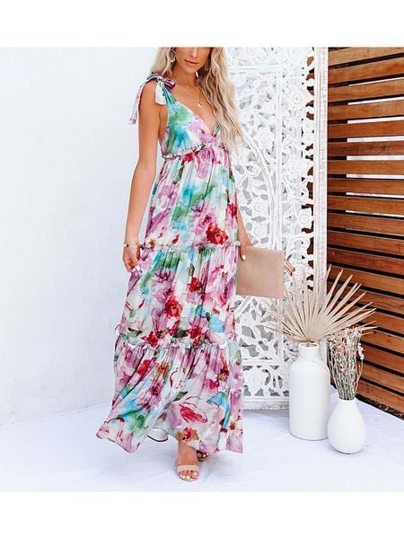 LA Angels Sukienka ze wzorem rozmiar: M. Sukienki damskie LA Angels, na imprezę, m, bez wzorów, bez kołnierzyka, bez ramiączek, maxi. Za 178.79 zł.