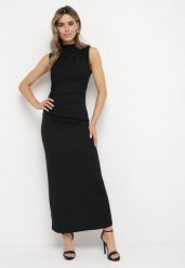 Czarna Dopasowana Sukienka Bodycon z Dekoracyjnym Marszczeniem Bez Rękawów Tykena. Czarne sukienki damskie Born2be, na imprezę, m, bez wzorów, wizytowe, bez kołnierzyka, bez ramiączek, maxi, bodycon. W wyprzedaży za 95.99 zł.