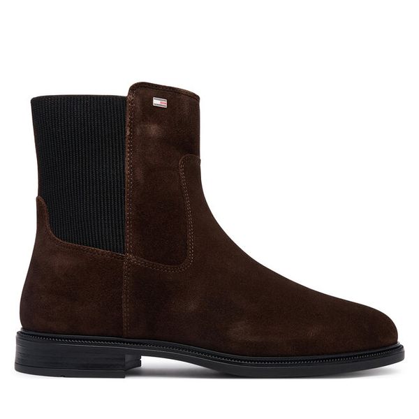 Sztyblety Tommy Hilfiger. Brązowe botki damskie Tommy Hilfiger, bez obcasa, na płaskiej podeszwie, bez zapięcia. Za 649.99 zł.