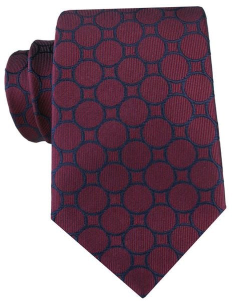 Bordowy Krawat w Duże Grochy - Alties. Czerwone krawaty i muchy męskie Alties, bez wzorów, z tkaniny, eleganckie. Za 55.00 zł.