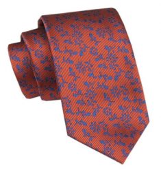 Elegancki Krawat Męski Angelo di Monti - Miedziany Kolor, w Kwiatki. Brązowe krawaty i muchy męskie Angelo di Monti, bez wzorów, z tkaniny, eleganckie. Za 45.00 zł.