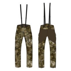Spodnie z szelkami Solognac 900 Warm wodoodporne camo treemetic. Brązowe spodnie materiałowe męskie SOLOGNAC, bez wzorów, ze skóry, sportowe. Za 549.99 zł.