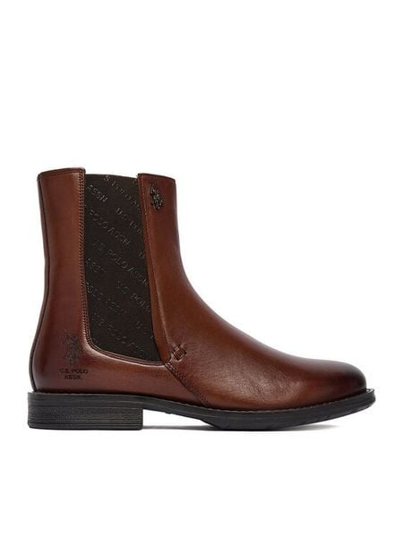 U.S. Polo Assn. Botki CEO-INGRID002W/EL1 Brązowy. Brązowe botki damskie U.S. Polo Assn., ze skóry, bez obcasa, na płaskiej podeszwie, bez zapięcia. Za 299.99 zł.