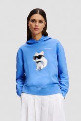 KARL LAGERFELD Niebieska damska bluza z kapturem Ikon Aquarelle C. Niebieskie bluzy z kapturem damskie Karl Lagerfeld, s. W wyprzedaży za 659.99 zł.