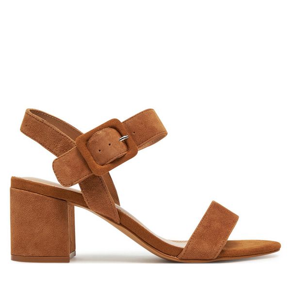 Sandały Sergio Bardi. Brązowe sandały damskie Sergio Bardi, bez wzorów, bez obcasa, na słupku. Za 249.99 zł.
