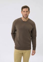 Bluza ze strukturą B-TERRY. Brązowe bluzy bez kaptura męskie Volcano, m, z bawełny. Za 139.99 zł.