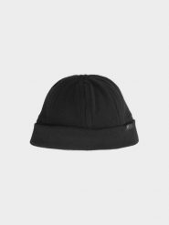 4F Czapka z mikropolaru uniseks - czarna S/M. Czarne czapki męskie 4f, na zimę, bez wzorów, z włókna. W wyprzedaży za 14.99 zł.