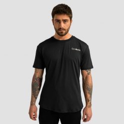 Koszulka męska fitness regular z krótkim rękawem czarna Limitless. Czarne t-shirty sportowe męskie GYMBEAM, m, z materiału, bez ramiączek, na fitness i siłownię. Za 76.90 zł.