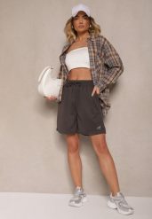 Szare Sportowe Szorty Typu Bermudy z Kieszeniami Terinia. Szare spodenki sportowe damskie Renee, l, trekkingowe. Za 34.99 zł.