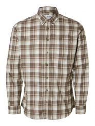 SELECTED HOMME Koszula - Slim fit - w kolorze jasnobrązowo-beżowym rozmiar: S. Brązowe koszule męskie Selected Homme, s, bez wzorów, z bawełny, bez kołnierzyka, bez ramiączek. Za 57.06 zł.