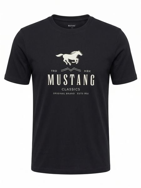 Męski T-Shirt Mustang Style Austin Jet Black 1017270 4188. Czarne t-shirty męskie Mustang, l, bez wzorów, bez kołnierzyka. W wyprzedaży za 39.99 zł.